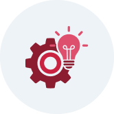 Gear and light bulb icon representing innovation and engineering.
