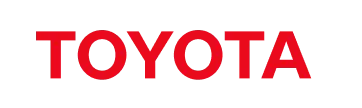 Toyota wordmark in bold red letters on a black background.